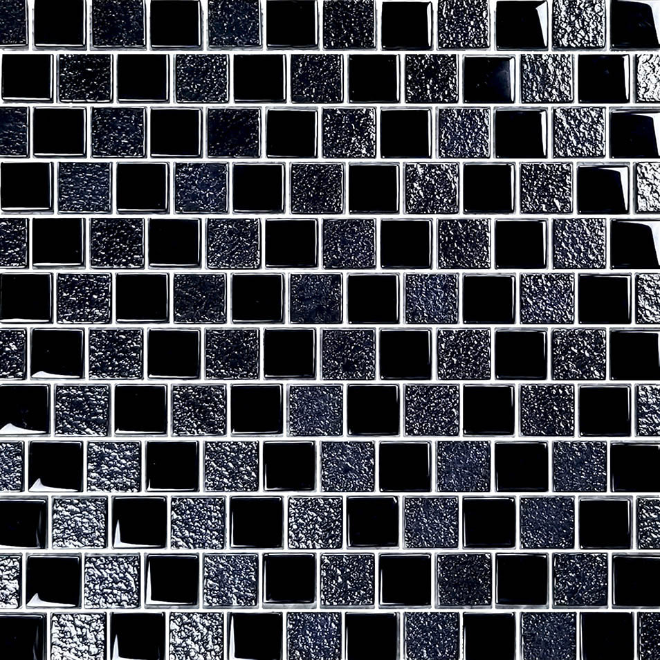 Meteor Black 1x1 Glass Pool Tile