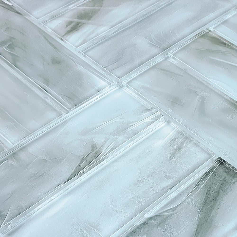 Metro Gray 2x6 Mosaic Linear Glass Tile