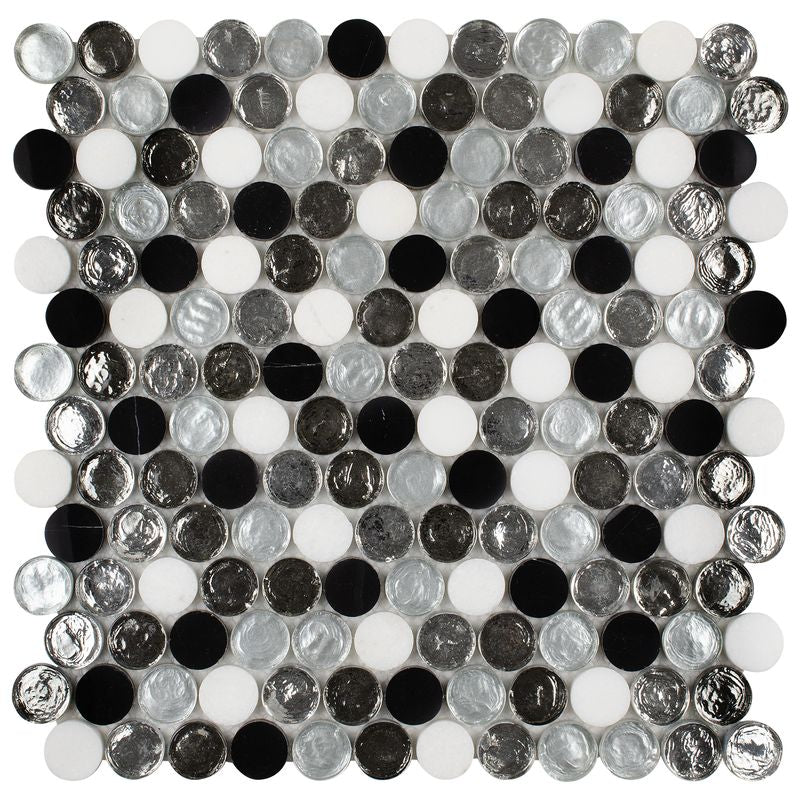 Midnight Black Penny Round Multi Finish Tiles
