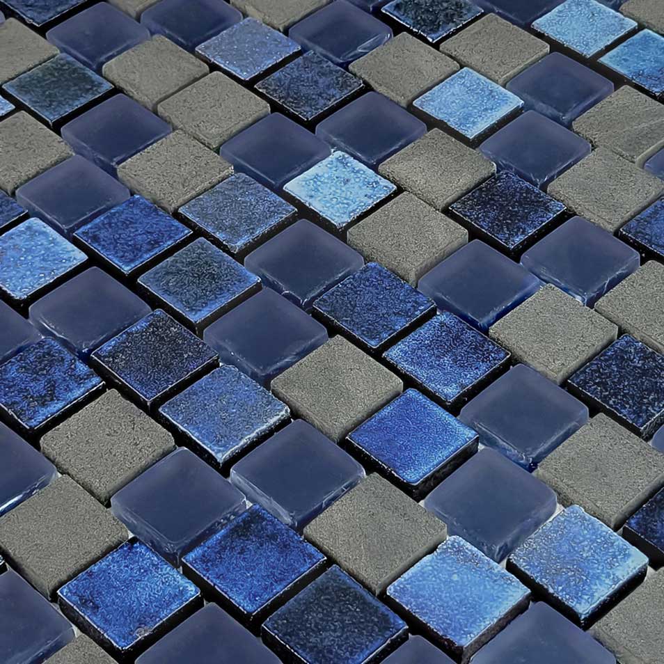 Moonscape Dark Blue Gray 1x1 Glass Pool Tile