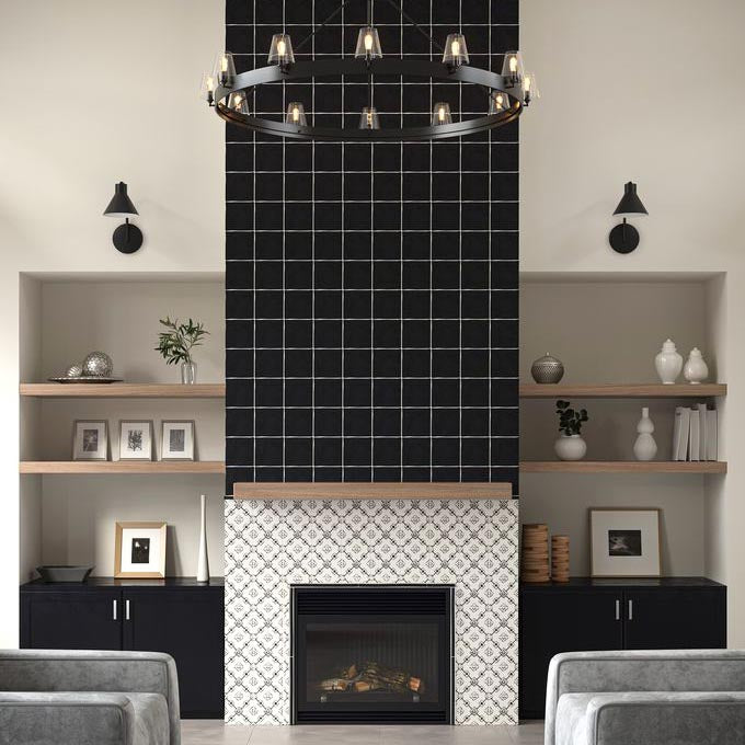 Moonstone Black Ceramic Wall Kitchen Backsplash Tiles Fireplace