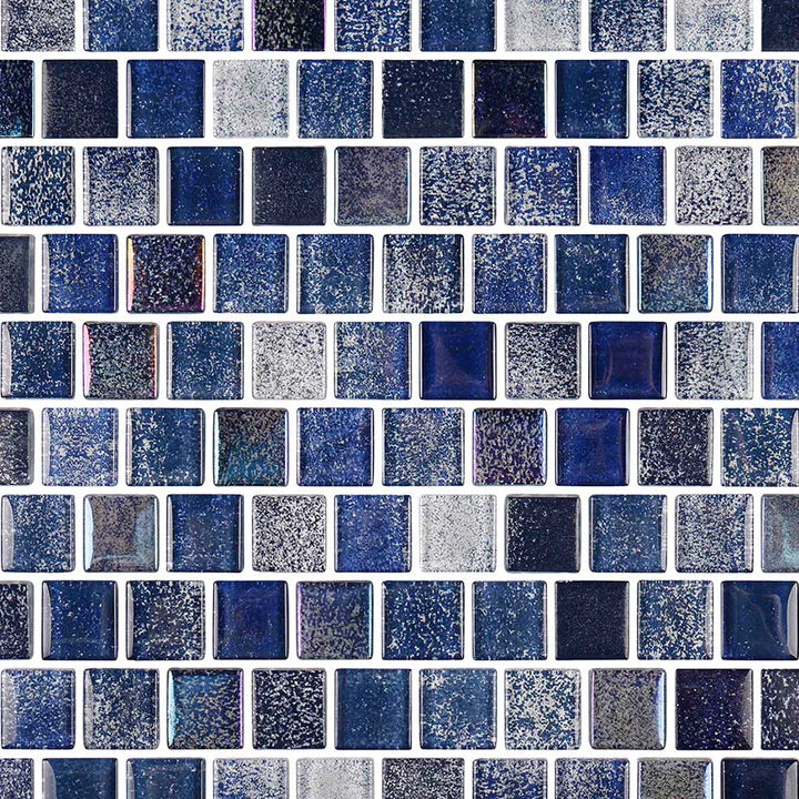 Nature Blue 1x1 Iridescent Mosaic Glass Tile