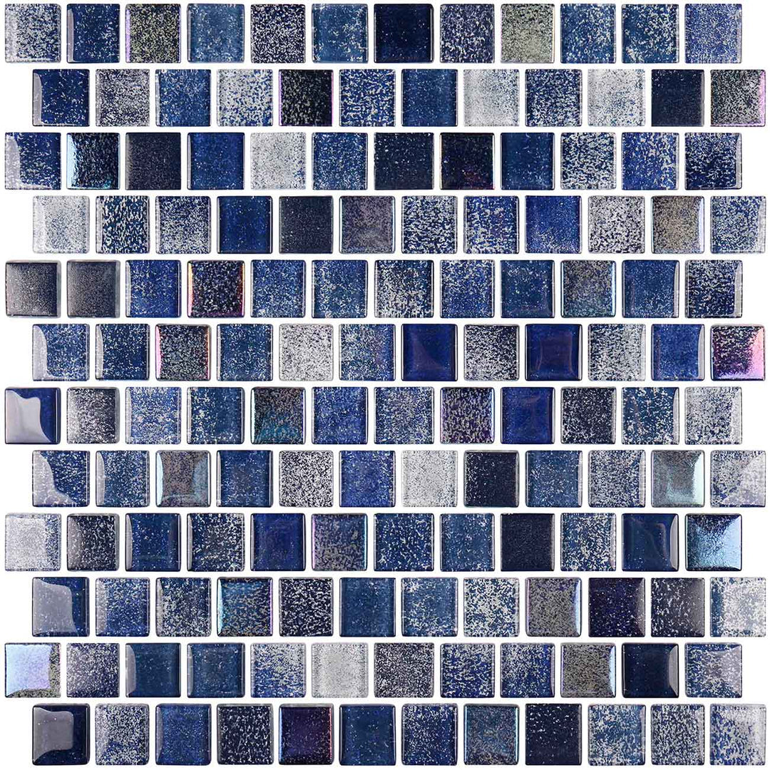 Nature Blue 1x1 Iridescent Mosaic Glass Tiles for Pool