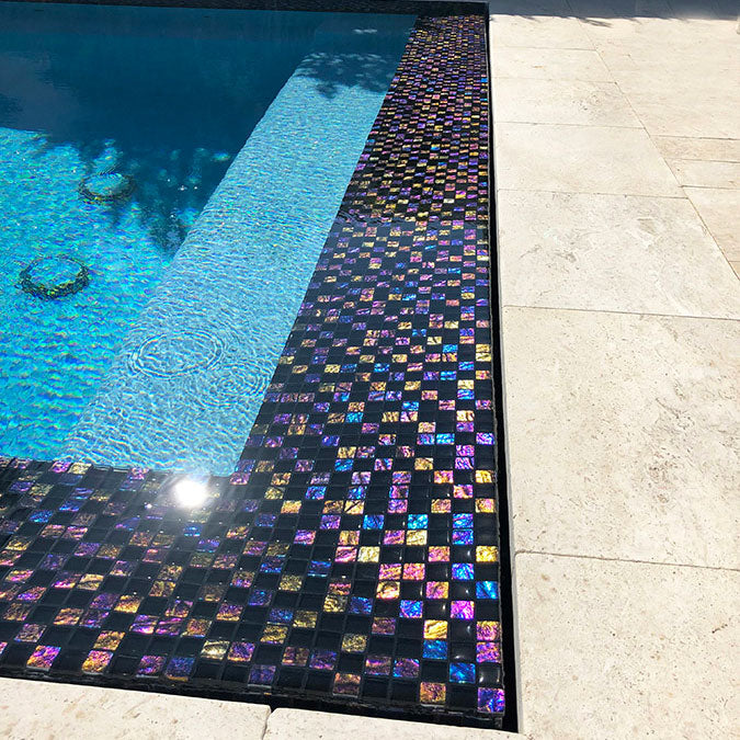 Nero Black 1x1 Glass Tile Mosaics