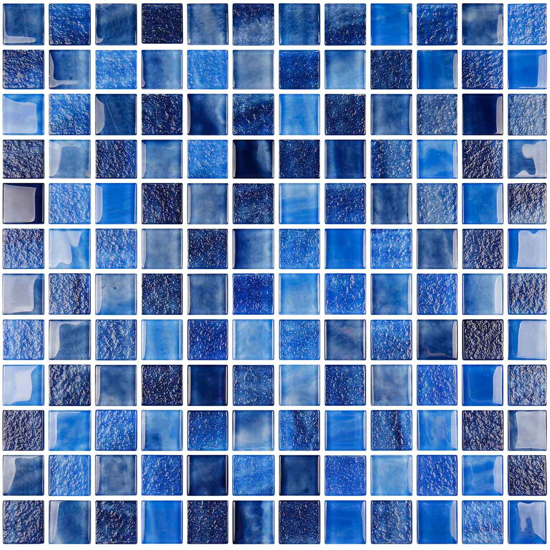 Ocean Dark Blue 1x1 Glass Tile Mosaics