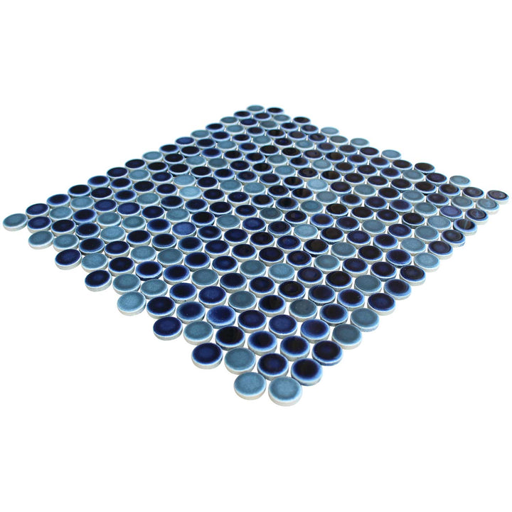 Oxford Blue Penny Round Porcelain Tile for Backsplash