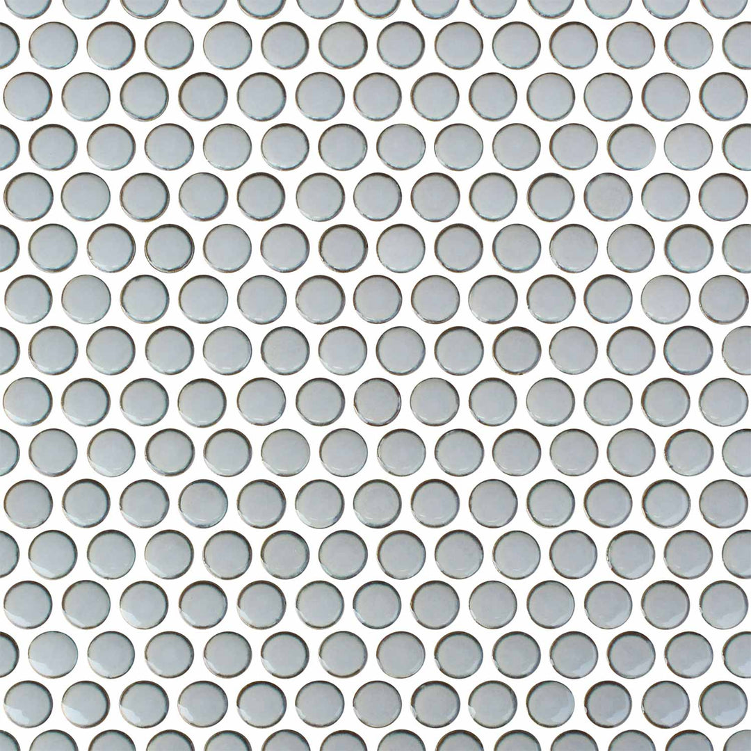 Pewter Gray Penny Round Porcelain Tile Mosaics