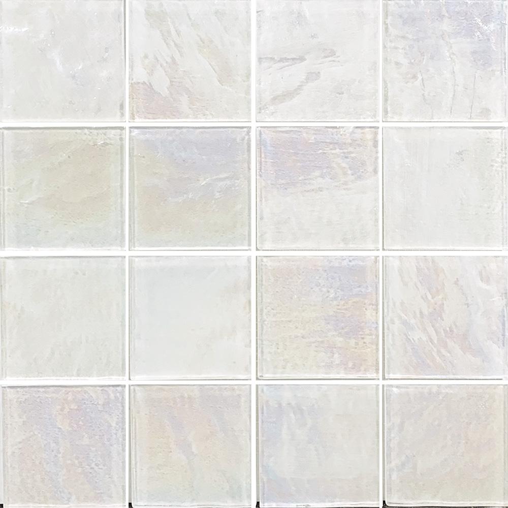 Piazza White 3x3 Iridescent Glass Tile