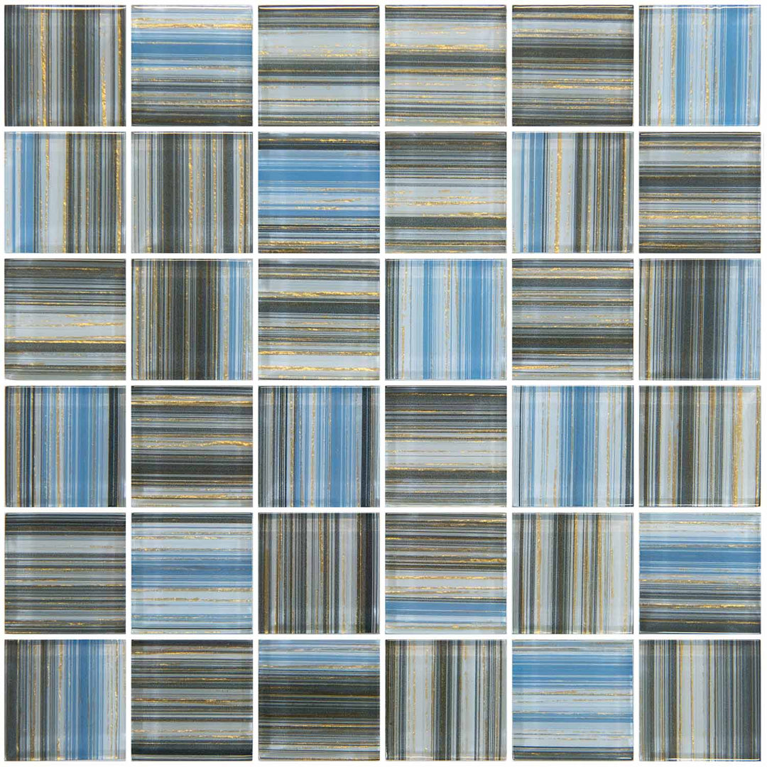 Renaissance Cerulean Gold 2x2 Glass Tile