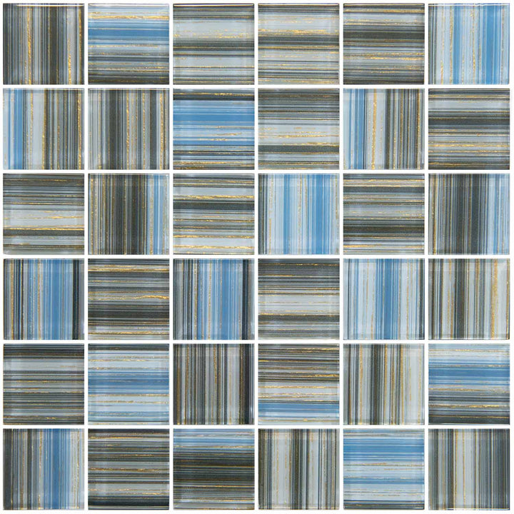 Renaissance Cerulean Gold 2x2 Glass Tile