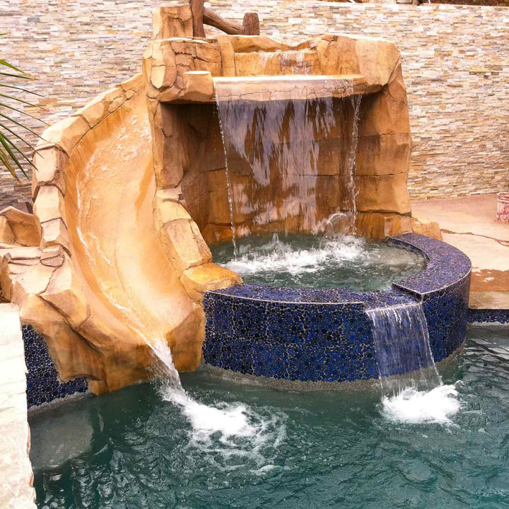 Royal Blue Pebble Stone on a Spa Waterfall