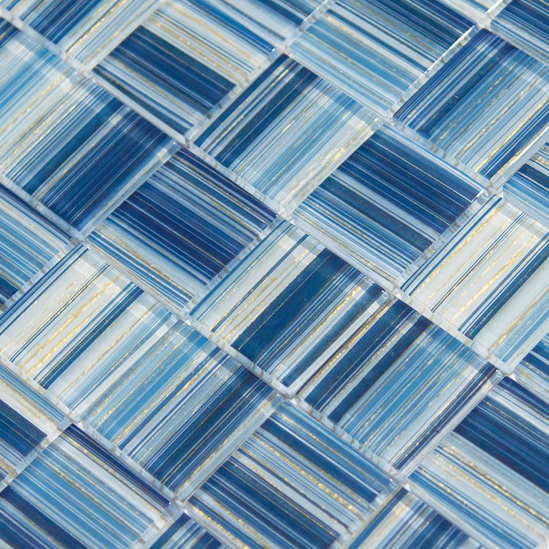 Blue glass mosaic tile pattern