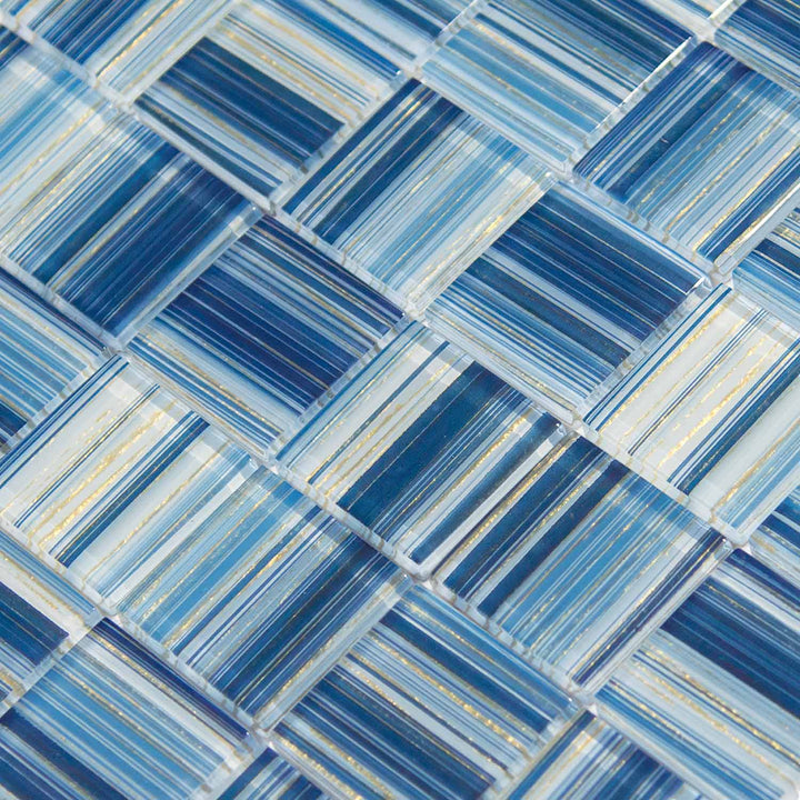 Blue glass mosaic tile pattern