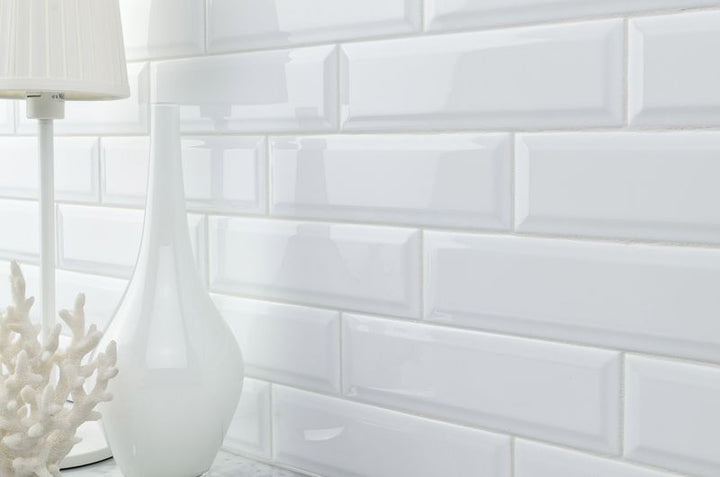 Salt White Glossy 3x9 Kitchen Subway Ceramic Tile