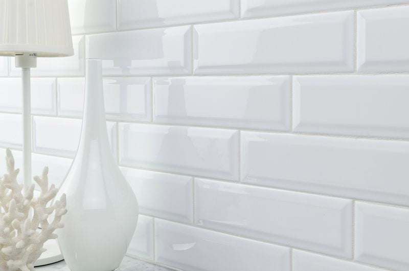 Salt White Glossy 3x9 Kitchen Subway Ceramic Tile