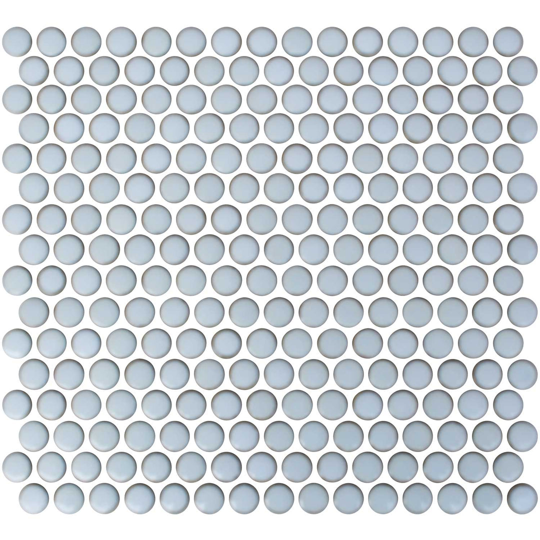 Satin Blue Penny Round Porcelain Tile Backsplash Mosaics