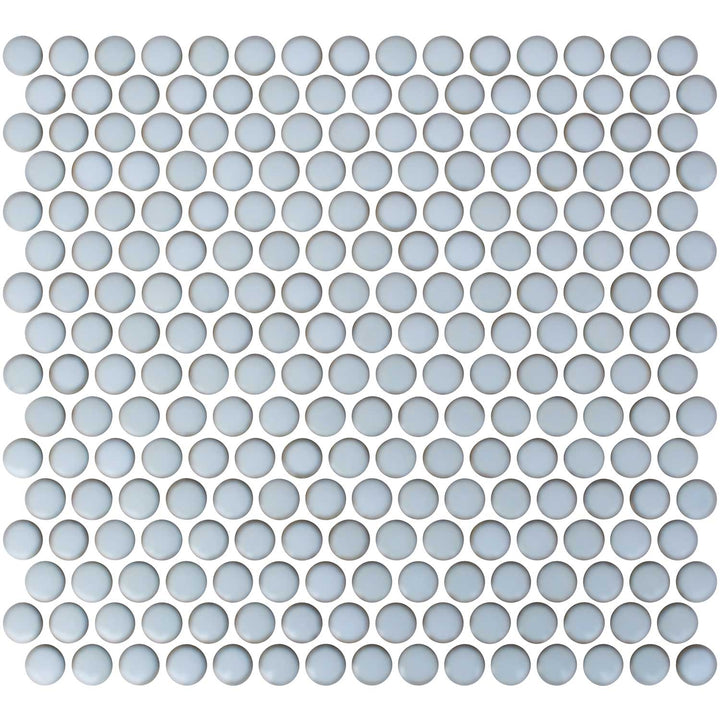 Satin Blue Penny Round Porcelain Tile Backsplash Mosaics