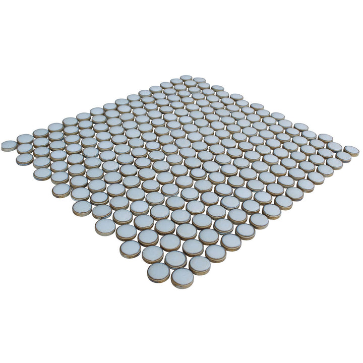 Satin Silver Penny Round Porcelain Tile Mosaics for Backsplash