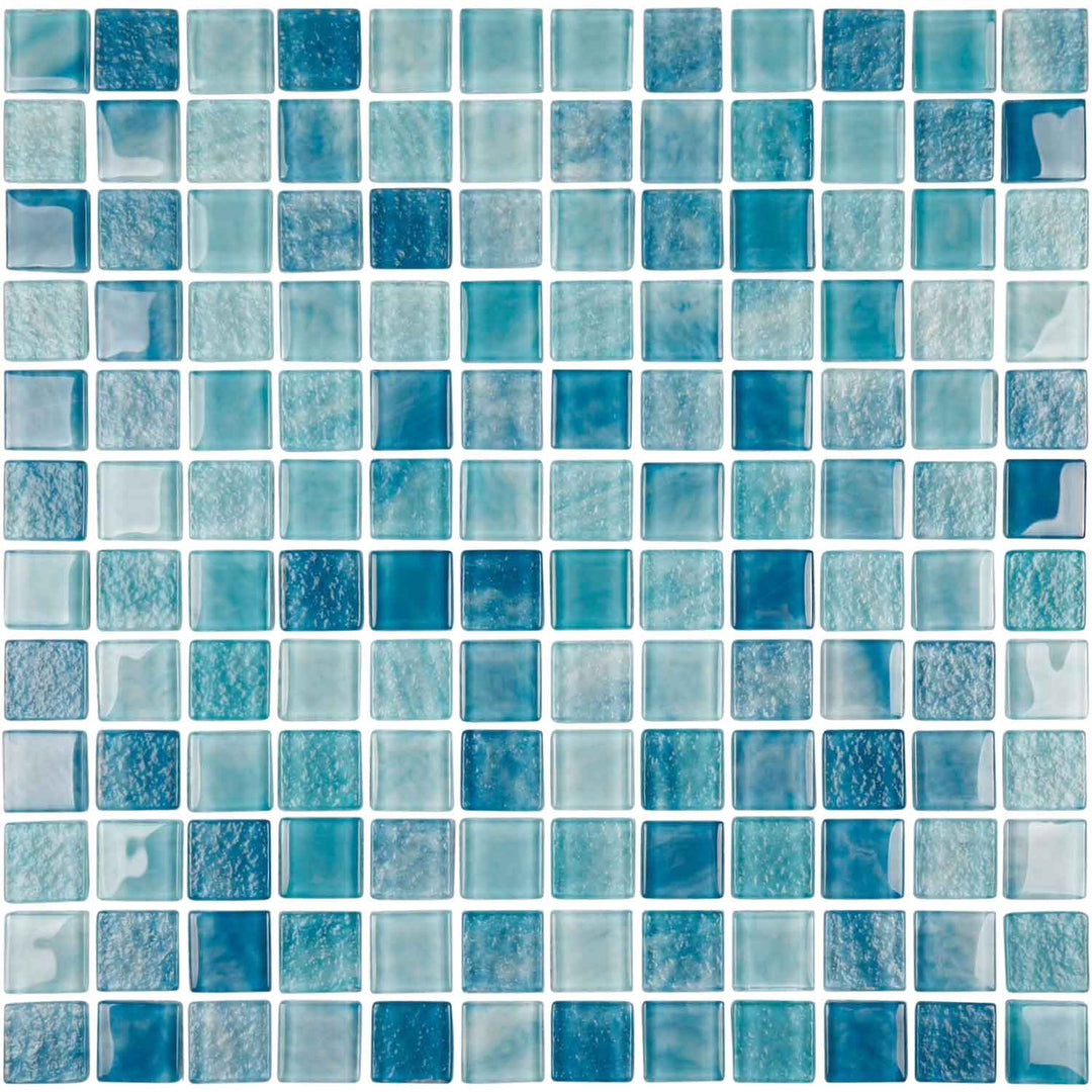 Sky Blue Ocean 1x1 Glass Tile Mosaic