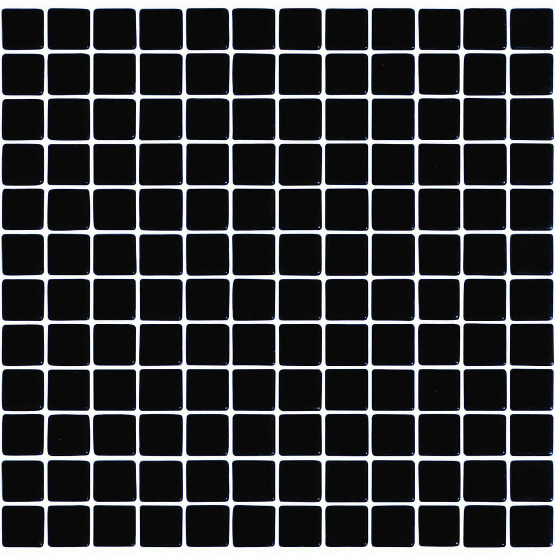Solid Black 1" x 1" Glossy Glass Tile