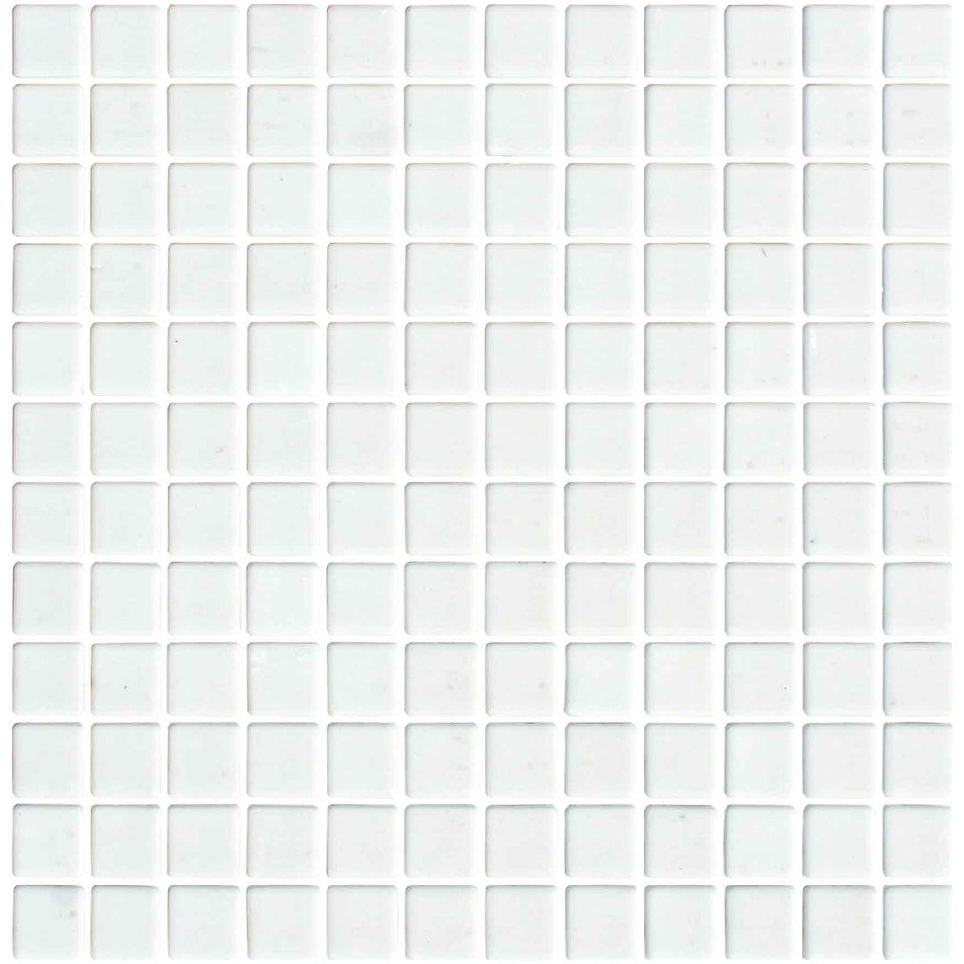 Solid White Slip Resistant 1" x 1" Glass Tile