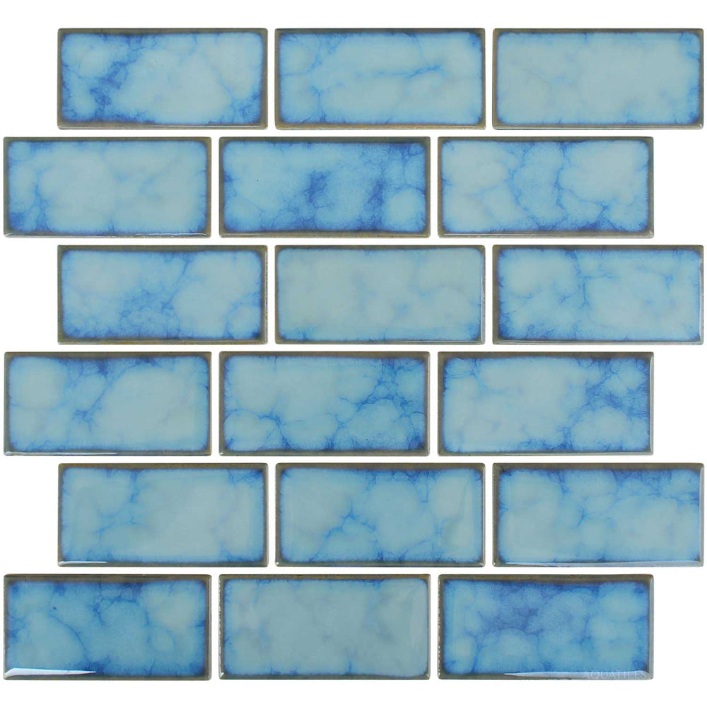 Spring Breeze 2x4 Subway Waterline Pool Tile