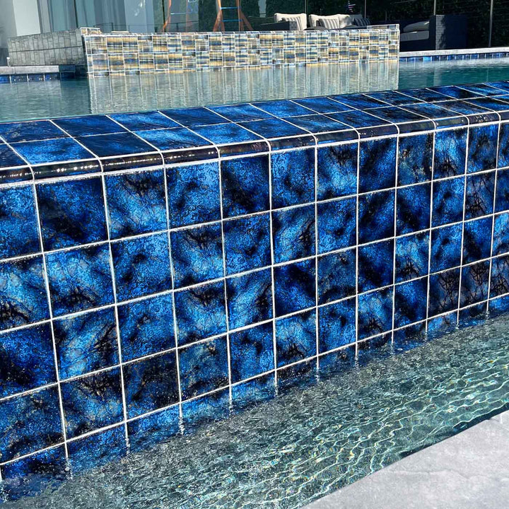 Summer 6x6 Porcelain Pool Tile on Infinity Edge
