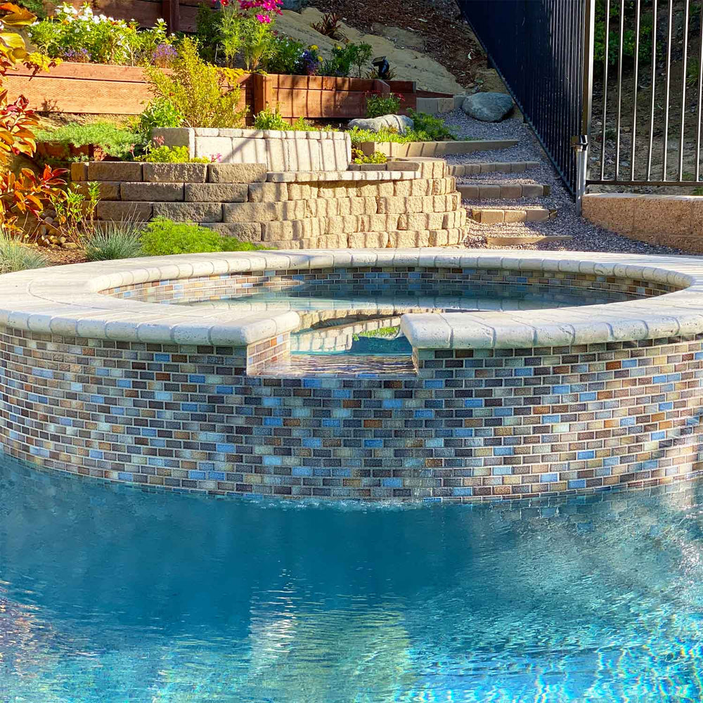 Tahoe 1x2 Porcelain Pool Tile Around The Spa