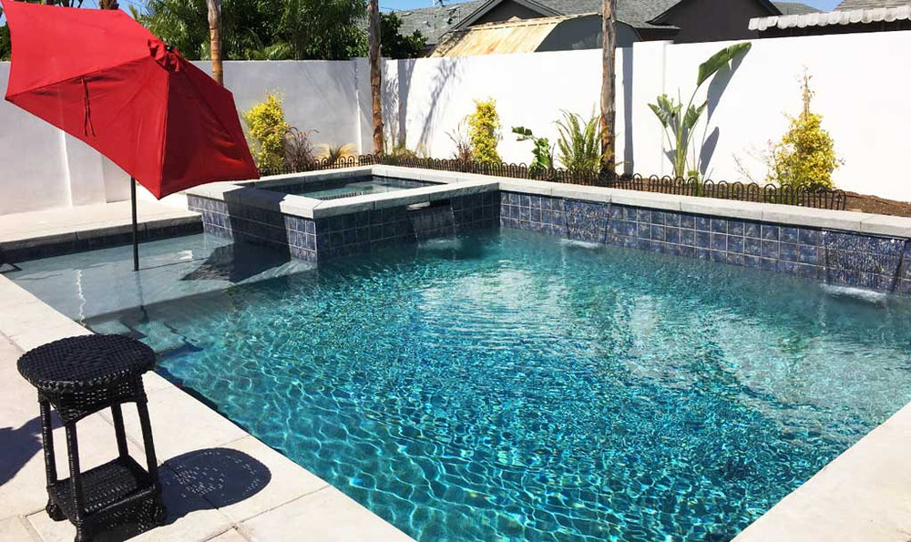 Tahoe Blue 6x6 Porcelain Pool Tile on Spa