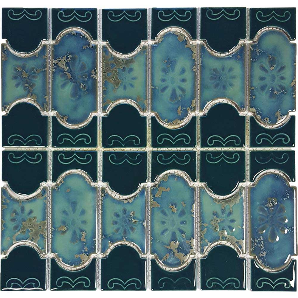 Teal Green Mosaic Porcelain Pool Tile