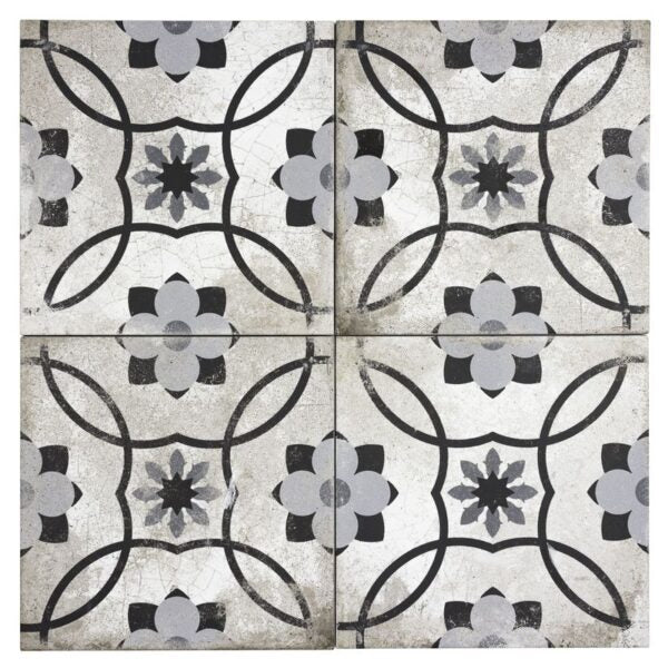 Toledo Black White 6x6 Porcelain Floor TIle SF