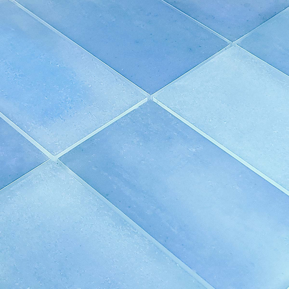 Tumbled Blue 3x6 Glass Mosaic Tile
