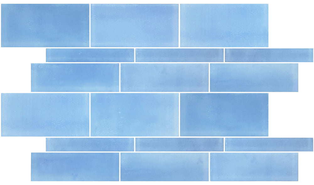 Tumbled Blue Mixed Glass Mosaic Tile