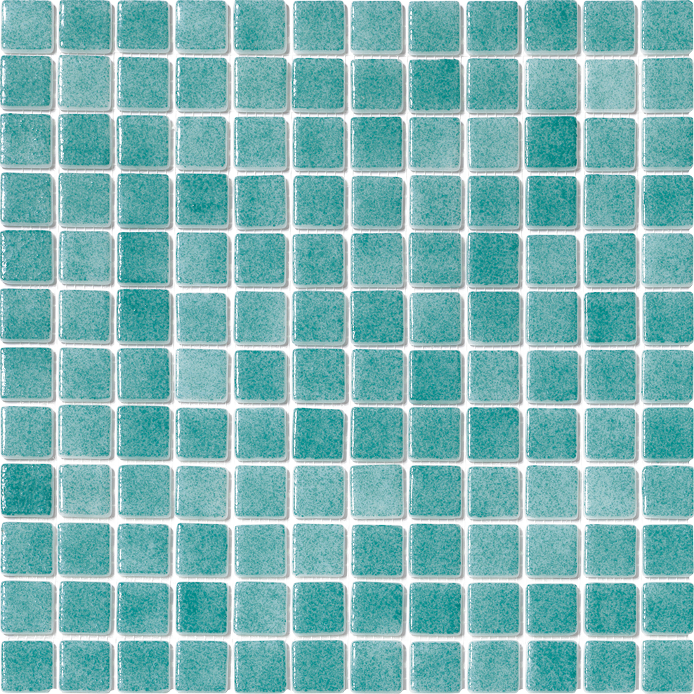 Fog Turquoise Slip Resistant 1" x 1" Glass Tile