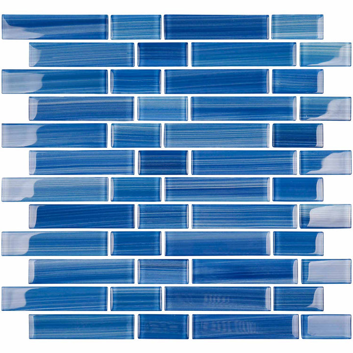 Vista Blue Linear Glass Mosaic Tile