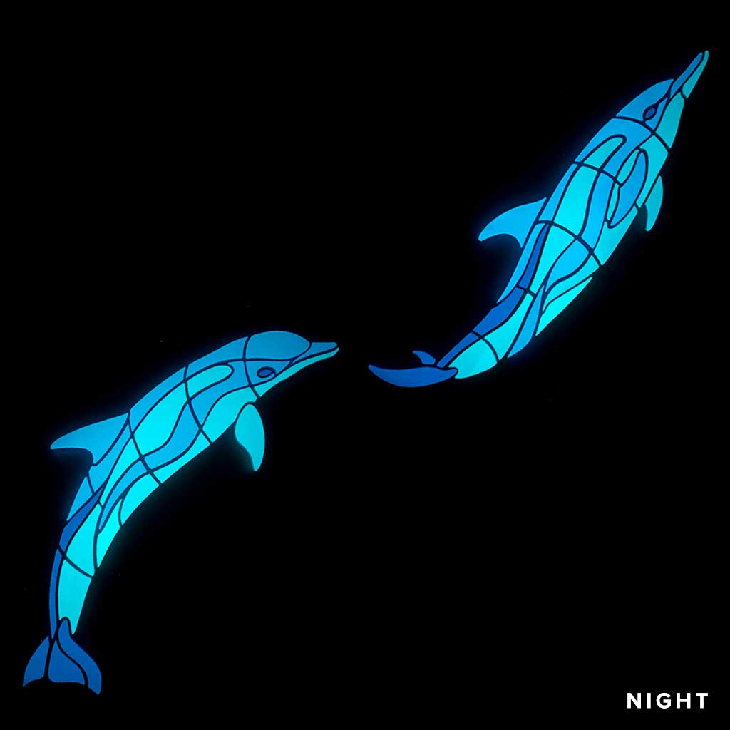 Wave Dolphins Glow in the Dark Pool Mosaics