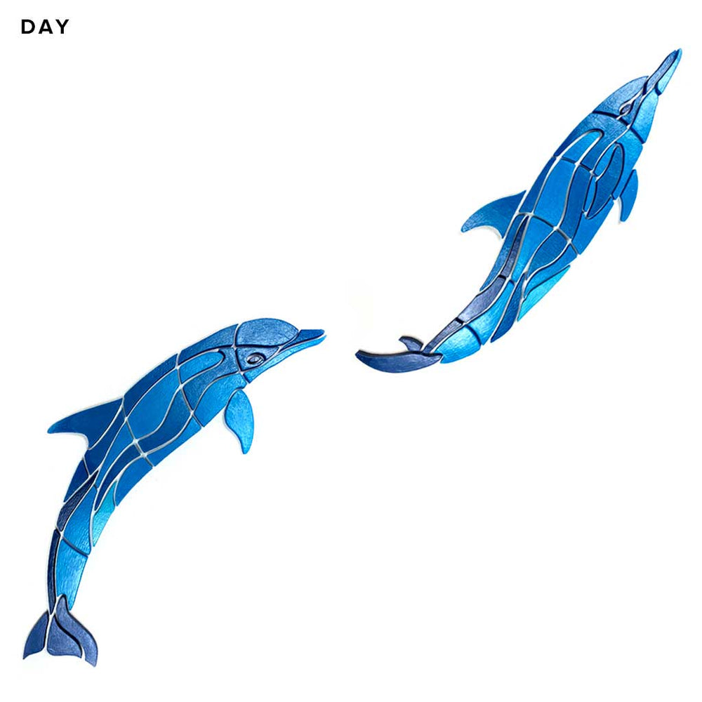Wave Dolphins 48" x 18" Day Glow in the Dark Pool Mosaics
