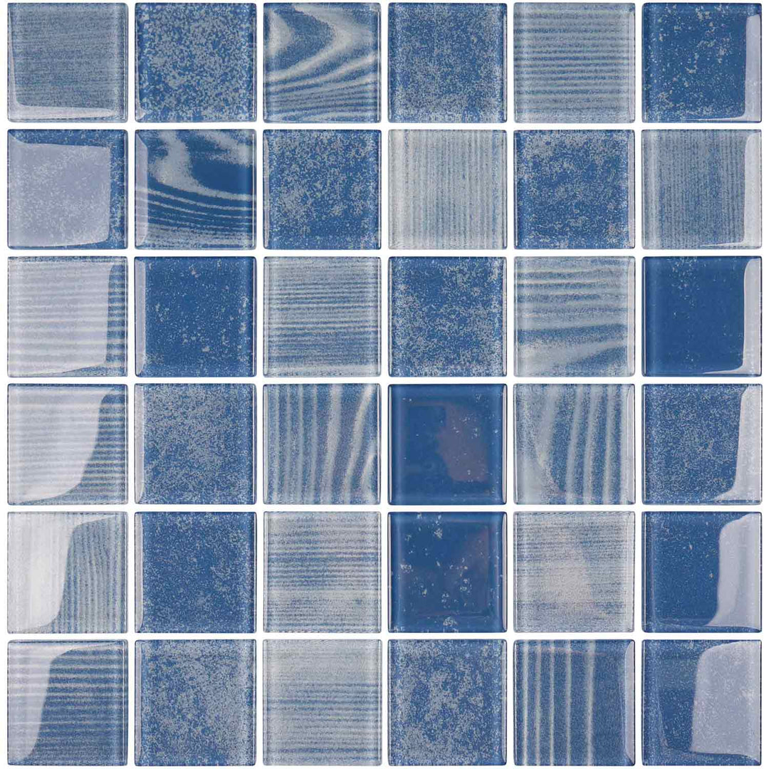 Wave Marine Blue 2x2 Glass Tile Mosaics