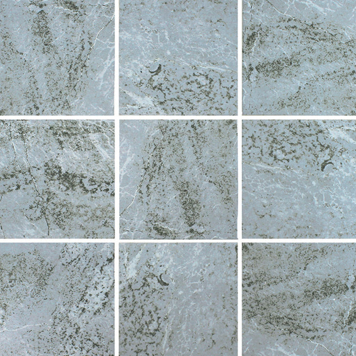 Nine square tiles of a gray marble pattern