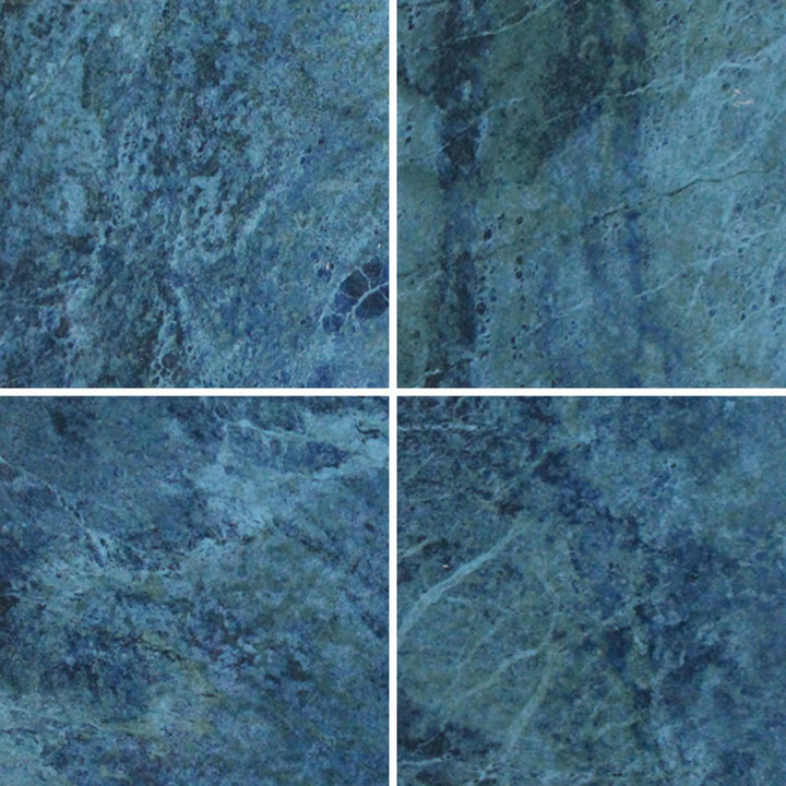 Aquatica Waves II Series 6x6 porcelain pool tile with rich cobalt blue stone-inspired pattern, natural texture, and tonal variation, shown in a repeating layout.