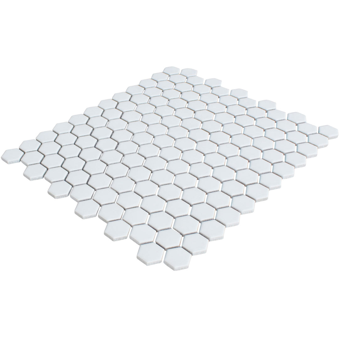 White Matte HEX 1x1 Porcelain Tile