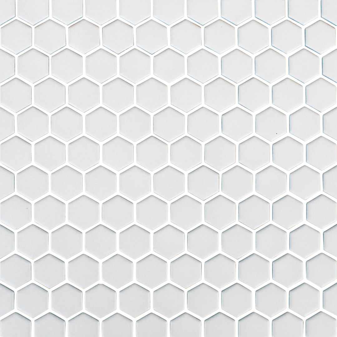 White Matte Hexagon 1x1 Porcelain Pool Tile