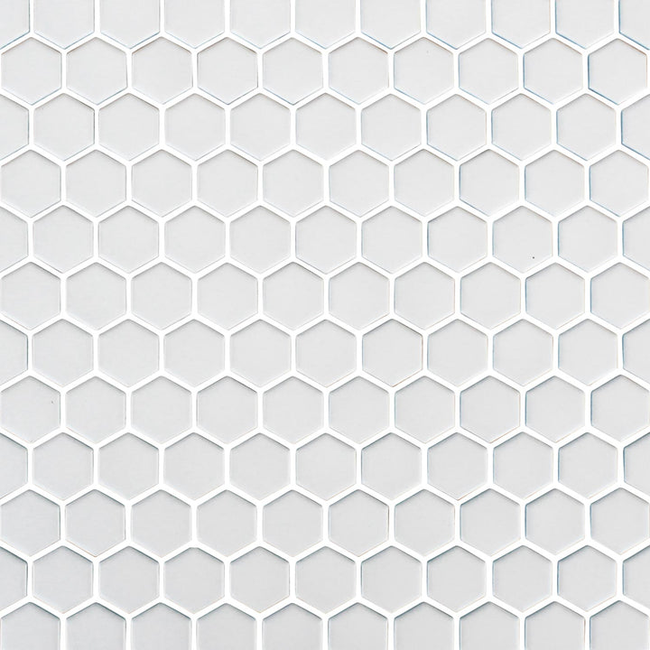 White Matte Hexagon 1x1 Porcelain Pool Tile