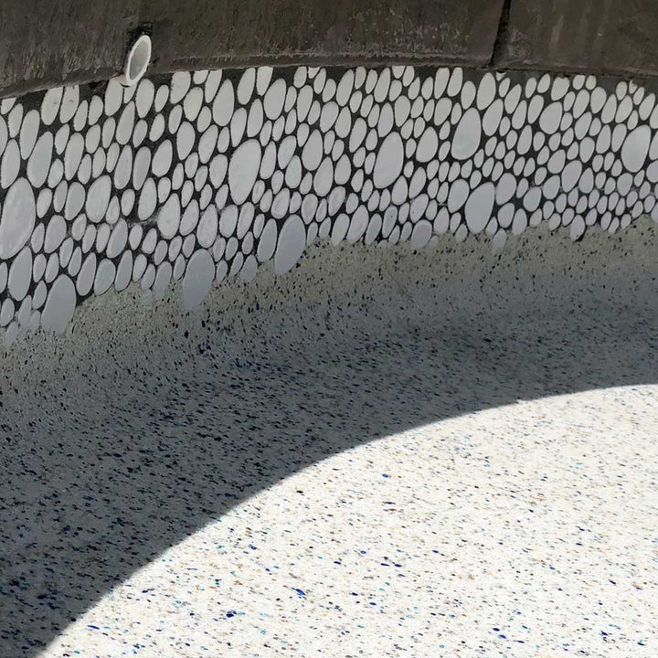 White Pebble Stone Porcelain Pool Tile Waterline