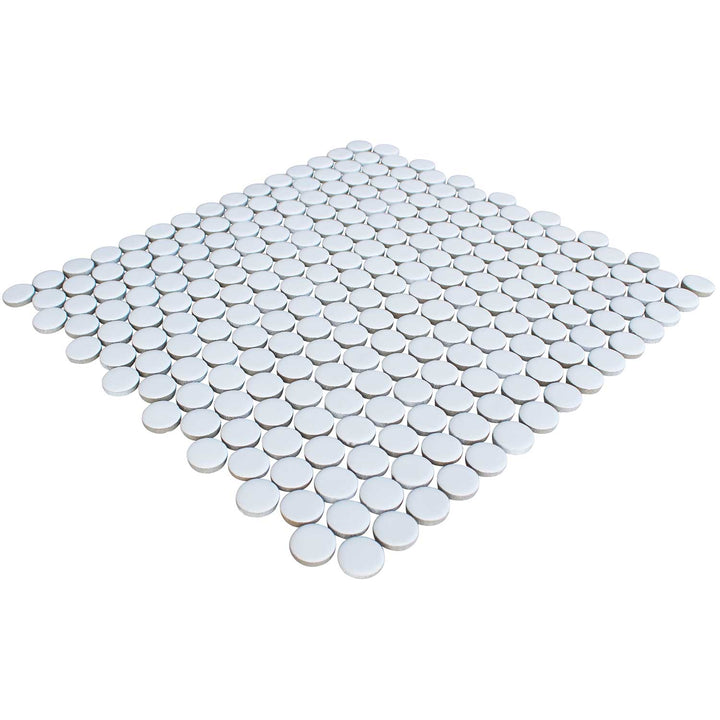 White Penny Round Porcelain Pool Tile Mosaics