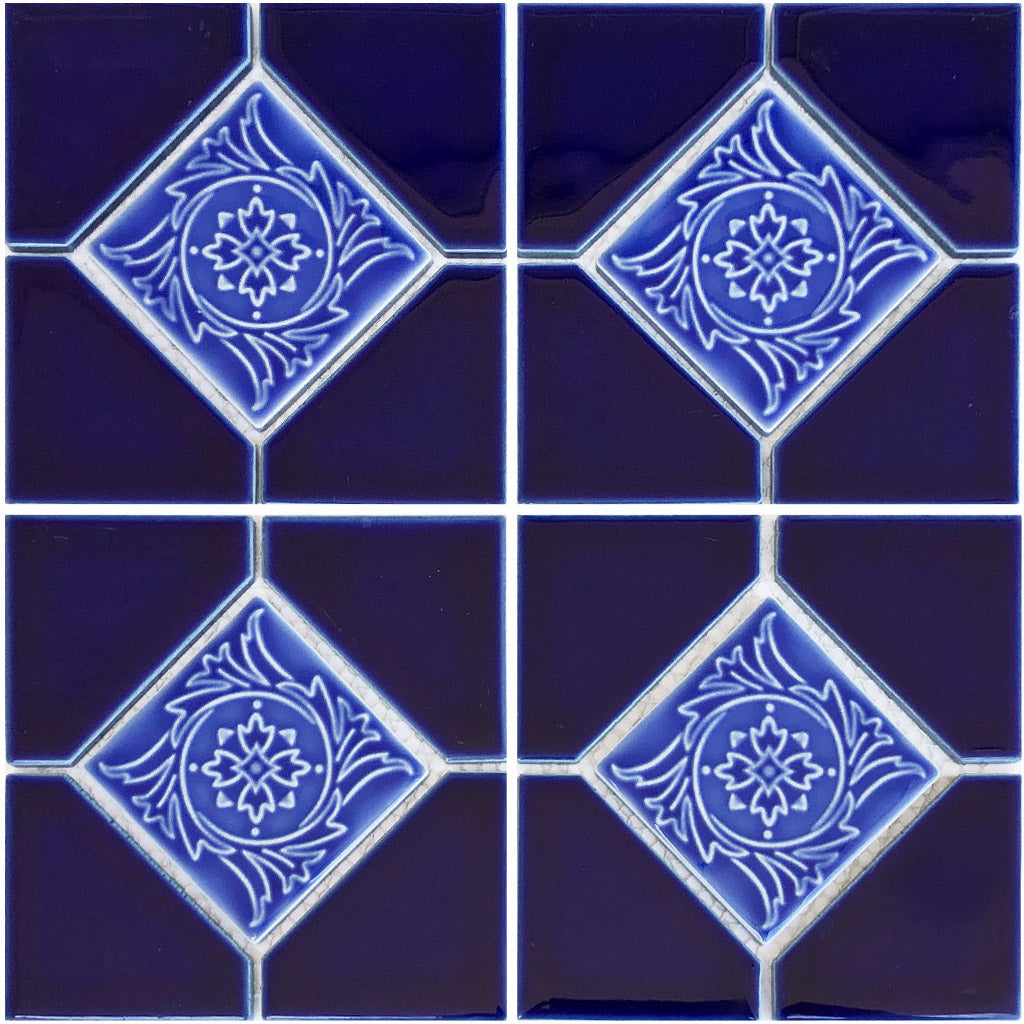 Cobalt Blue 6" x 6" Decorative Akron Porcelain Pool Tile