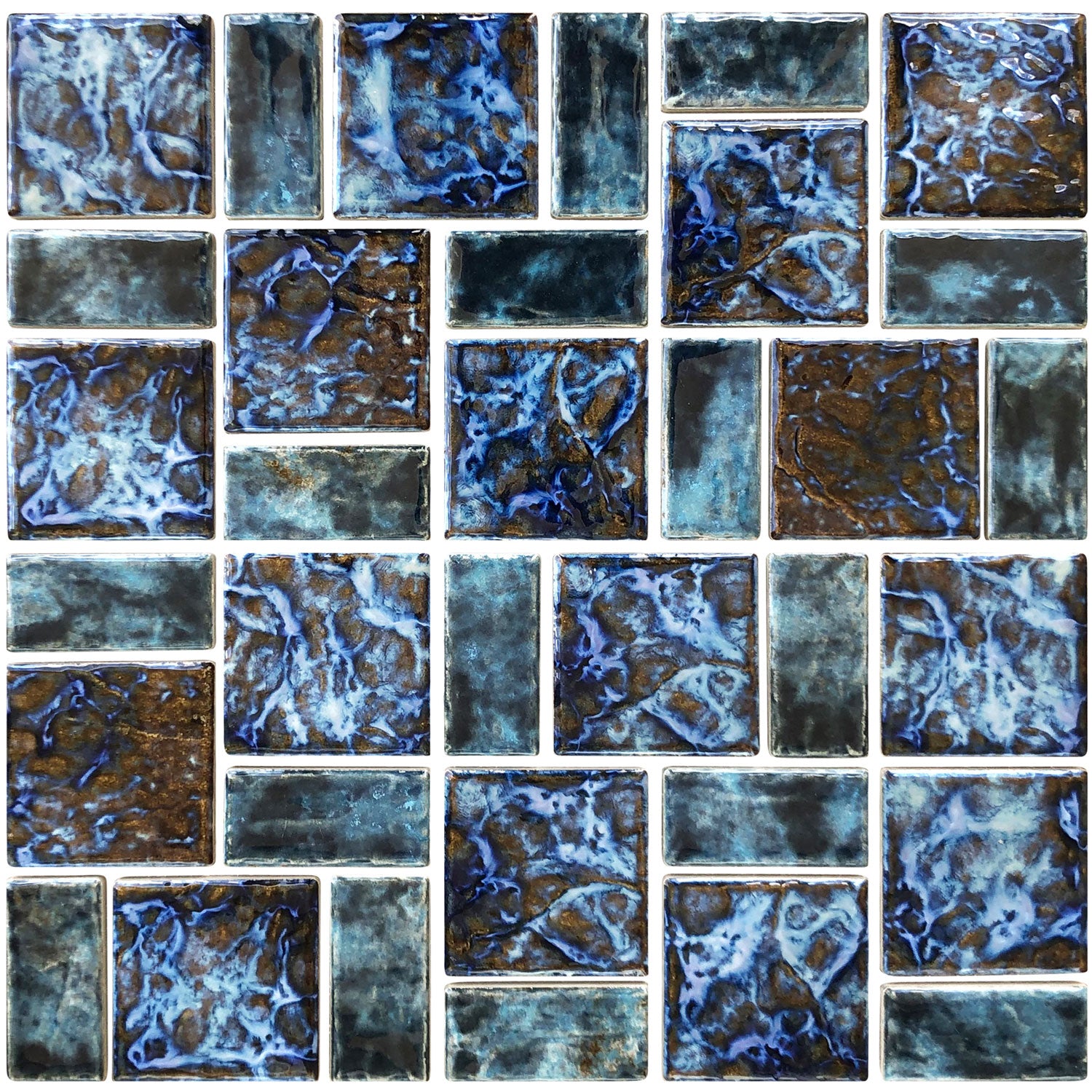 Blue Blend Random Block Porcelain Tile – AquaTiles