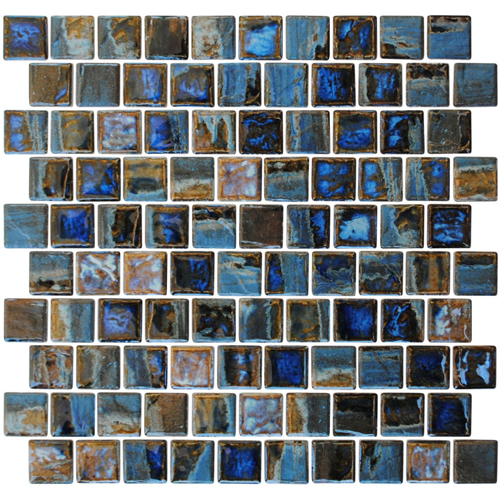 Blue Brown Shore Line 1x1 Porcelain Pool Tile