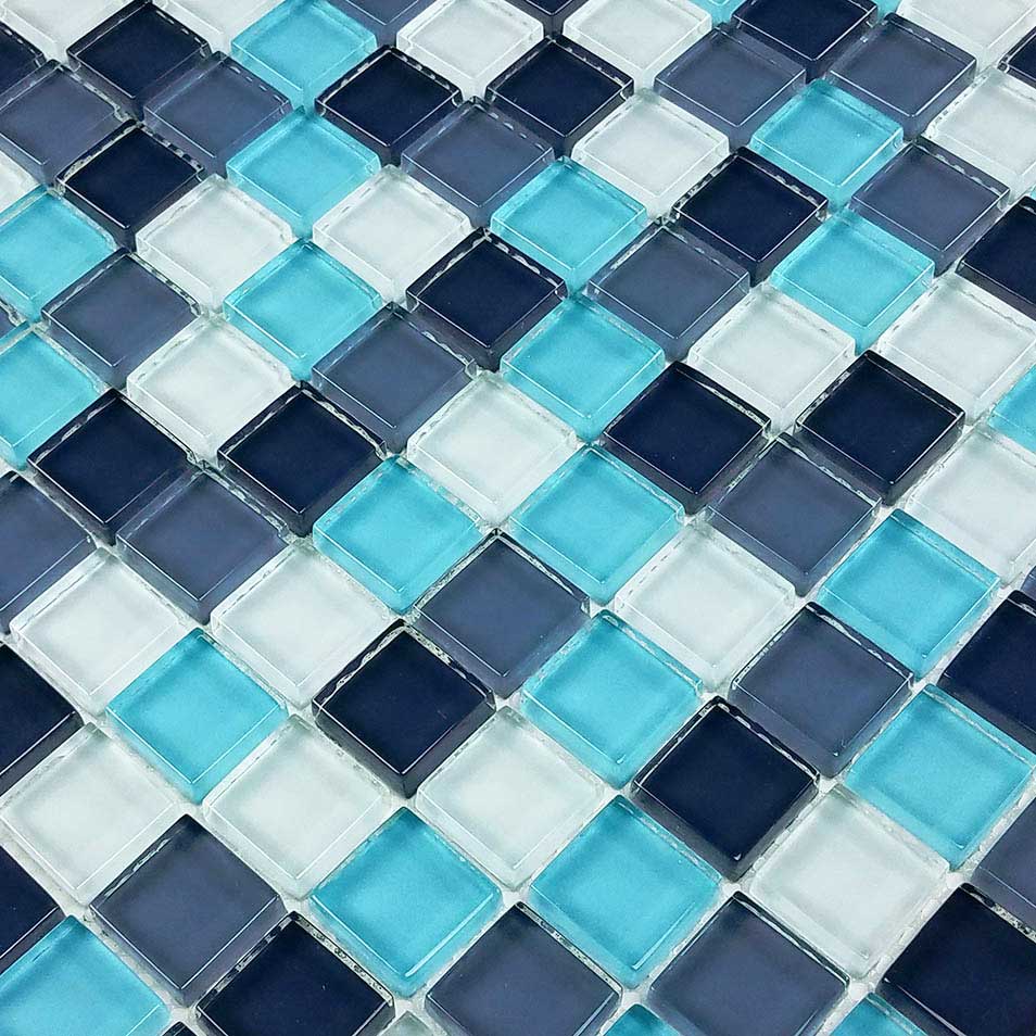 Aqua Blue 1x1 Waterline Glass Pool Tile