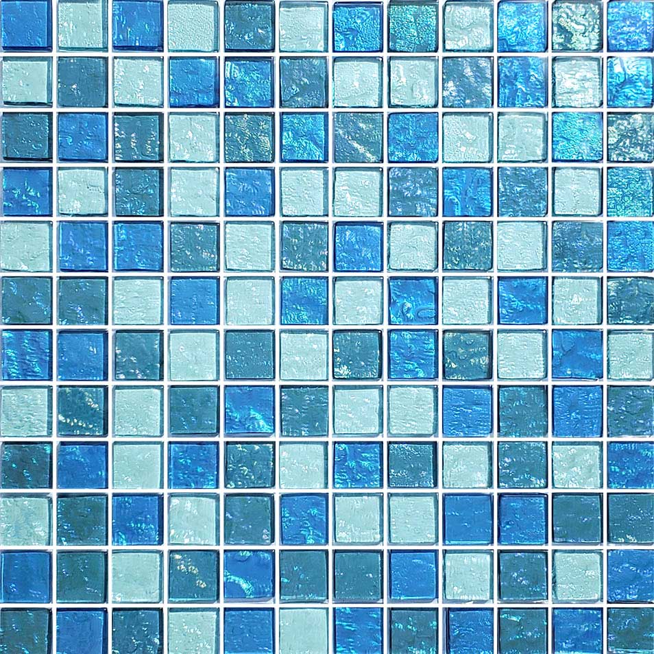 Aqua Blue Blend 1x1 Glass Pool Tile